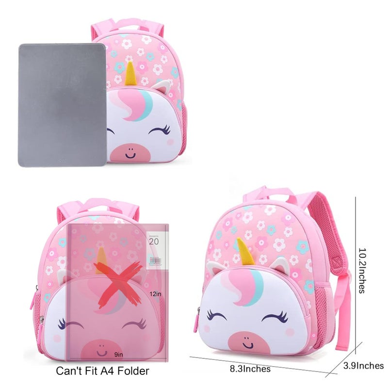 KK CRAFTS Preschool Backpack Toddler Neoprene Animal Schoolbag Lunch backpack for Kids Boys Girls(Floral Unicorn) - Image 2